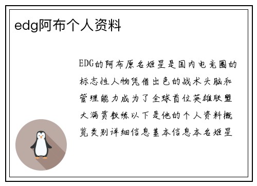 edg阿布个人资料